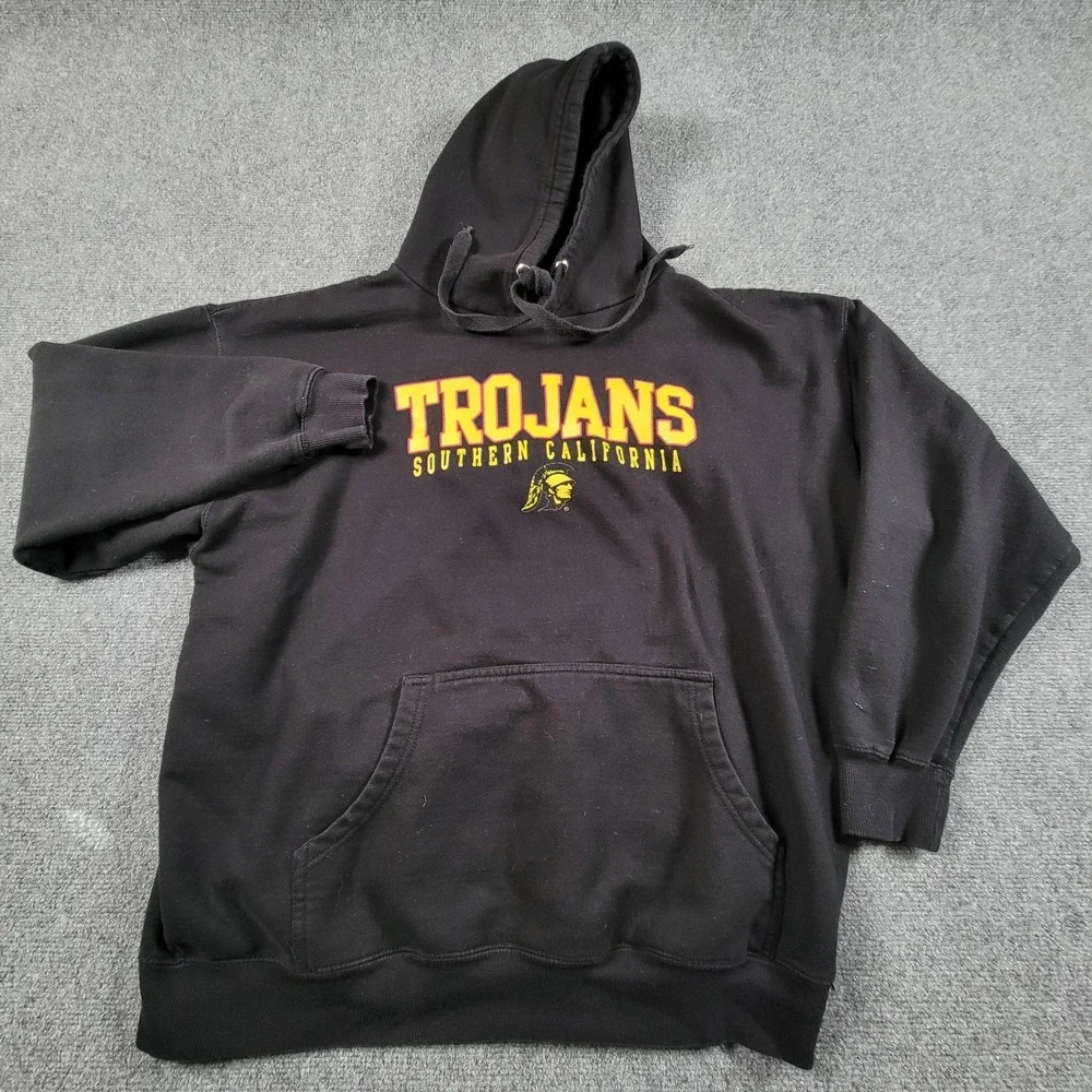 USC Trojans Hoodie Sweatshirt Mens Large Black NCAA Football Old‎ Varsity Brand
