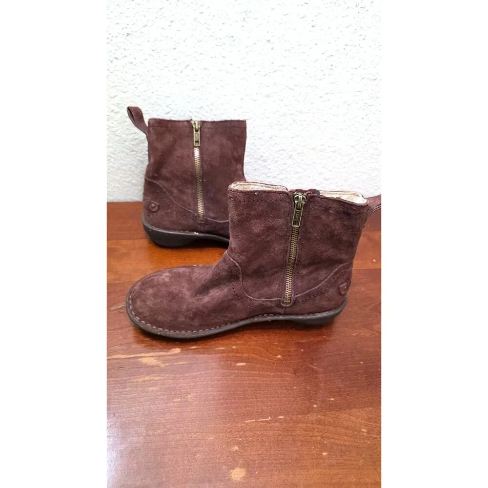 Ugg Neevah Brown Suede Shearling-Lined‎ Ankle Boots Grunge Winter Women Size 6M