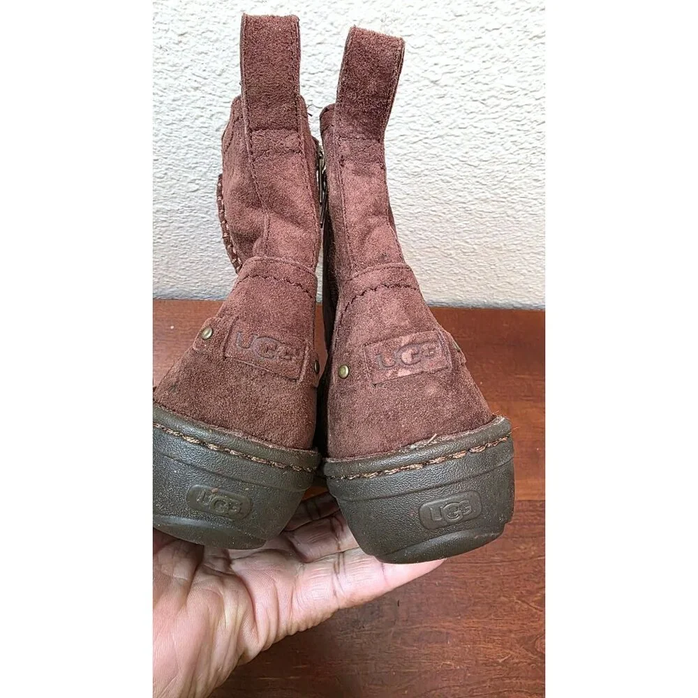Ugg Neevah Brown Suede Shearling-Lined‎ Ankle Boots Grunge Winter Women Size 6M