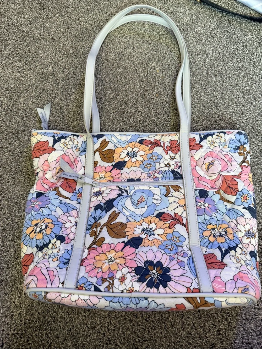 Vera Bradley Floral Quilted Tote in Multi Pastel Pink Blue