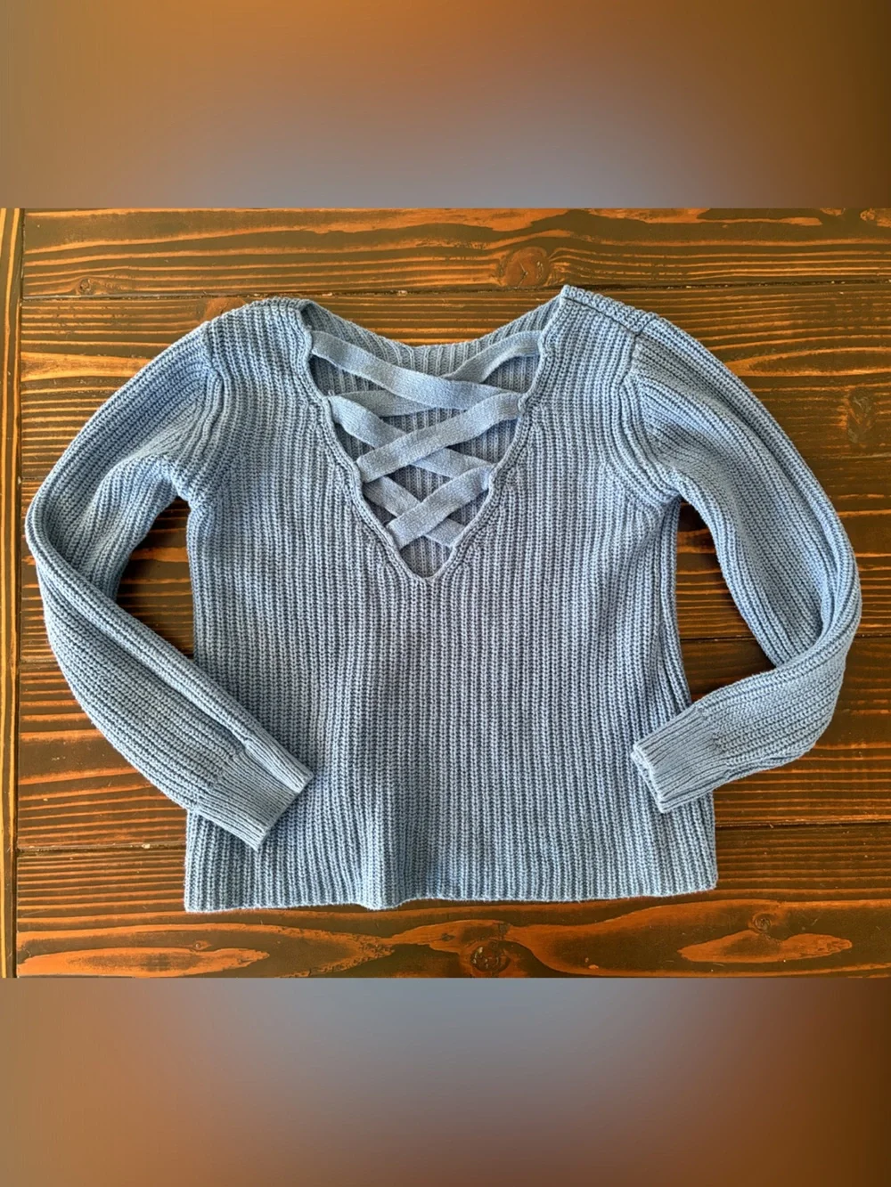Melrose and Market Light‎ Blue Ribbed Knit Girls Sweater