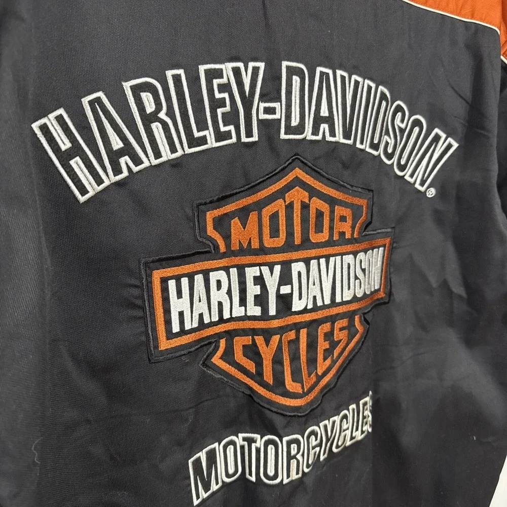 Harley Davidson short sleeve button shirt L Big Logo Back Hit Bikers Bash 2007
