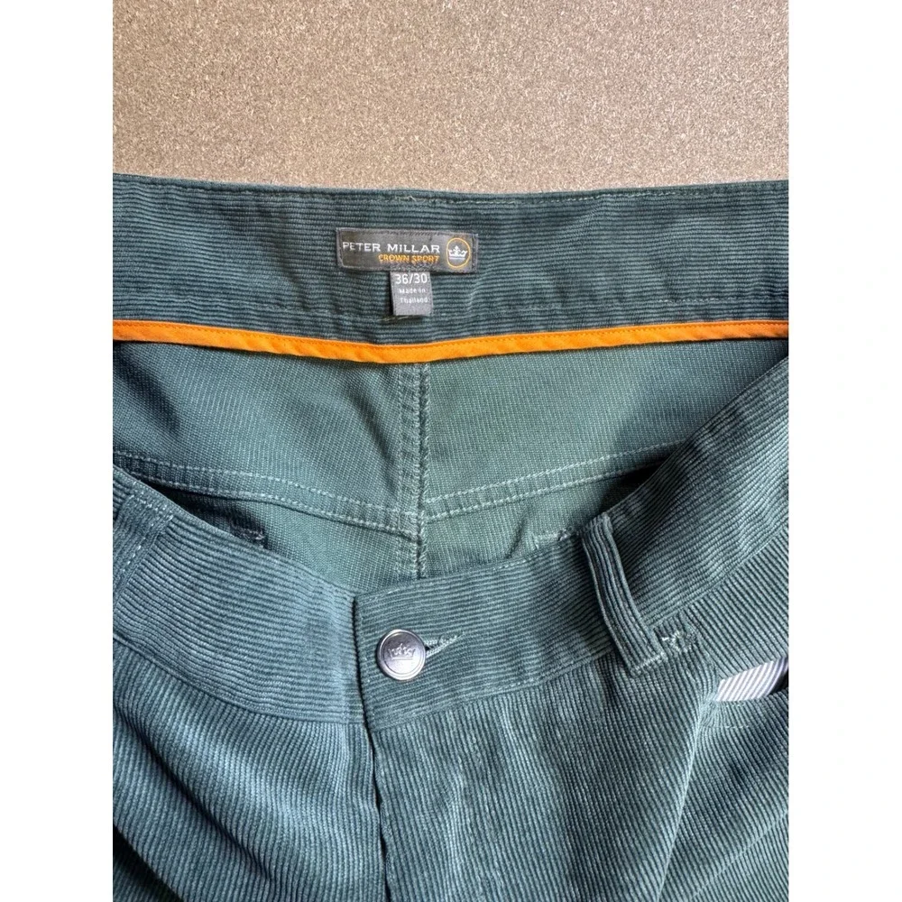 Peter Millar Crown Sport‎ Mens 36x30 Corduroy Pants Dark Green 5-Pocket Trousers