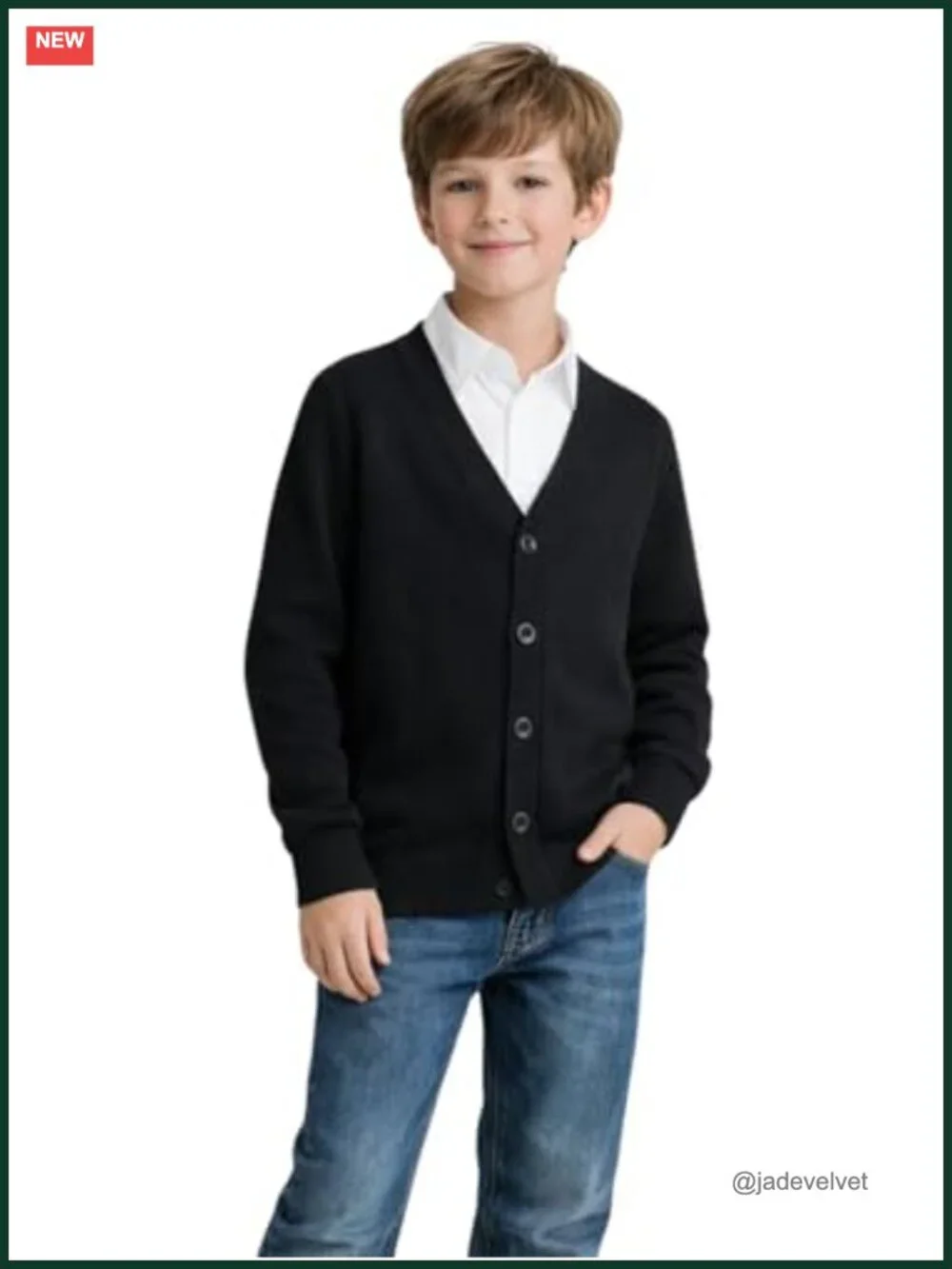 Kids V-Neck Button Knitted Cardigan Sweater School Uniform Cotton