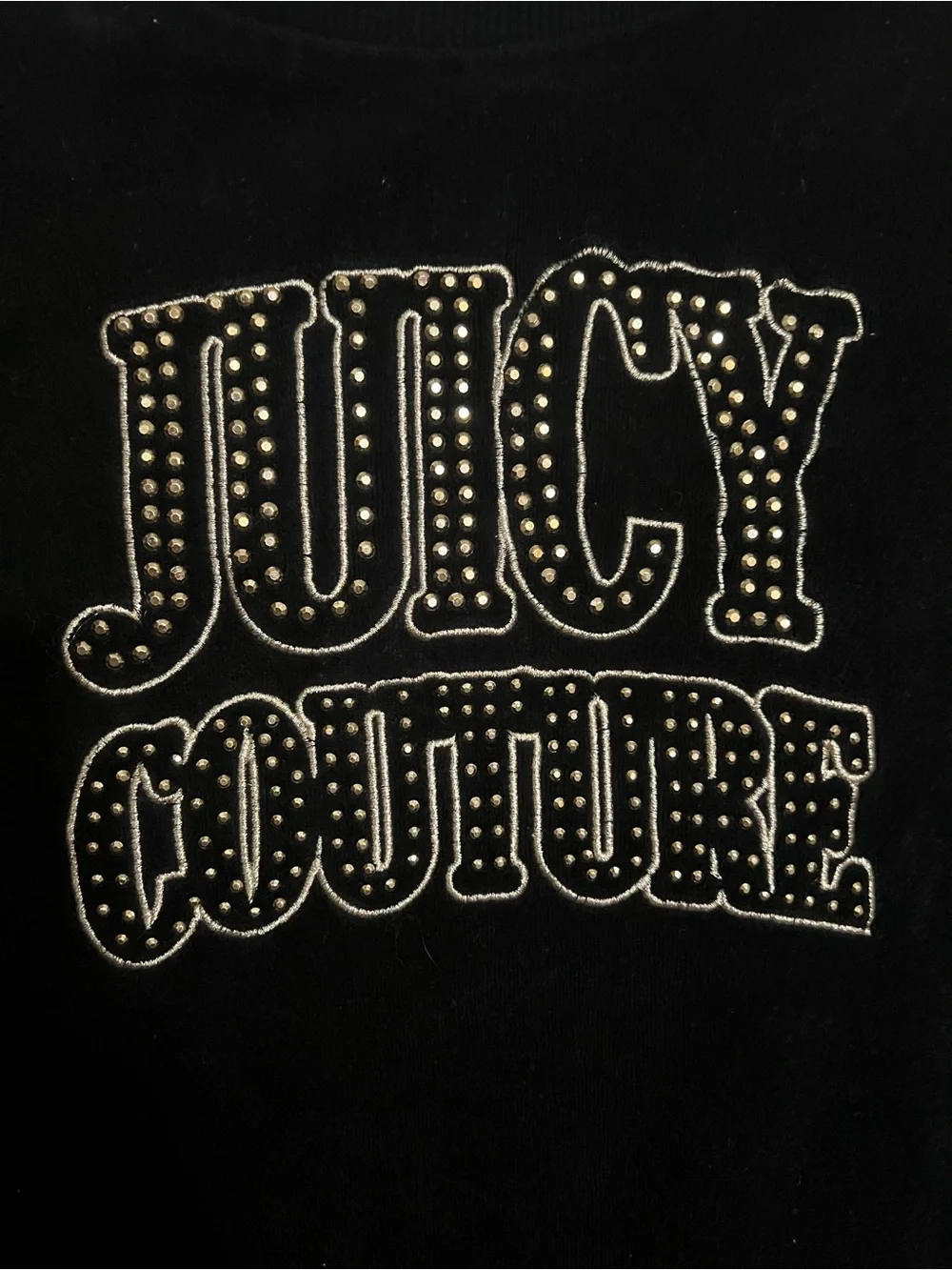 JUICY‎ COUTURE Classic Velour Track Suit with Rhinestone Logo Black Gold Girls M
