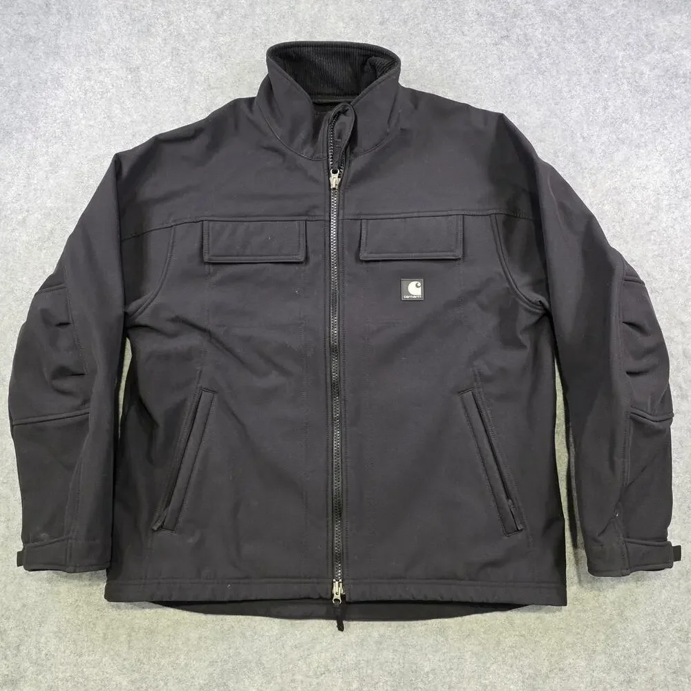 Carhartt‎ Jacket Mens Large Black Softshell Traditional Windbreaker Zip J176 BLK