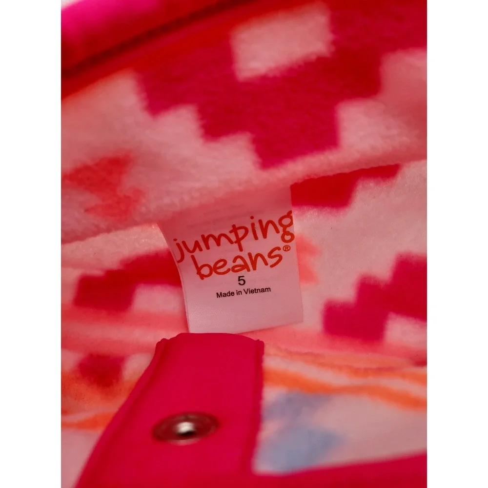 Jumping Beans Kids Fleece‎ Pullover Size 5 Pink Blue Orange Aztec Print