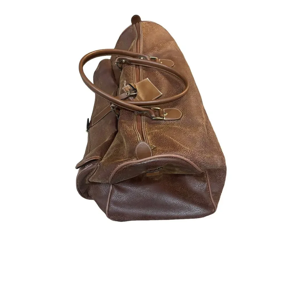 Vintage Oscar de la Renta Brown Duffel Overnight Travel Bag Carry-On Luggage