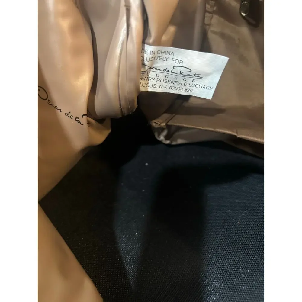 Vintage Oscar de la Renta Brown Duffel Overnight Travel Bag Carry-On Luggage
