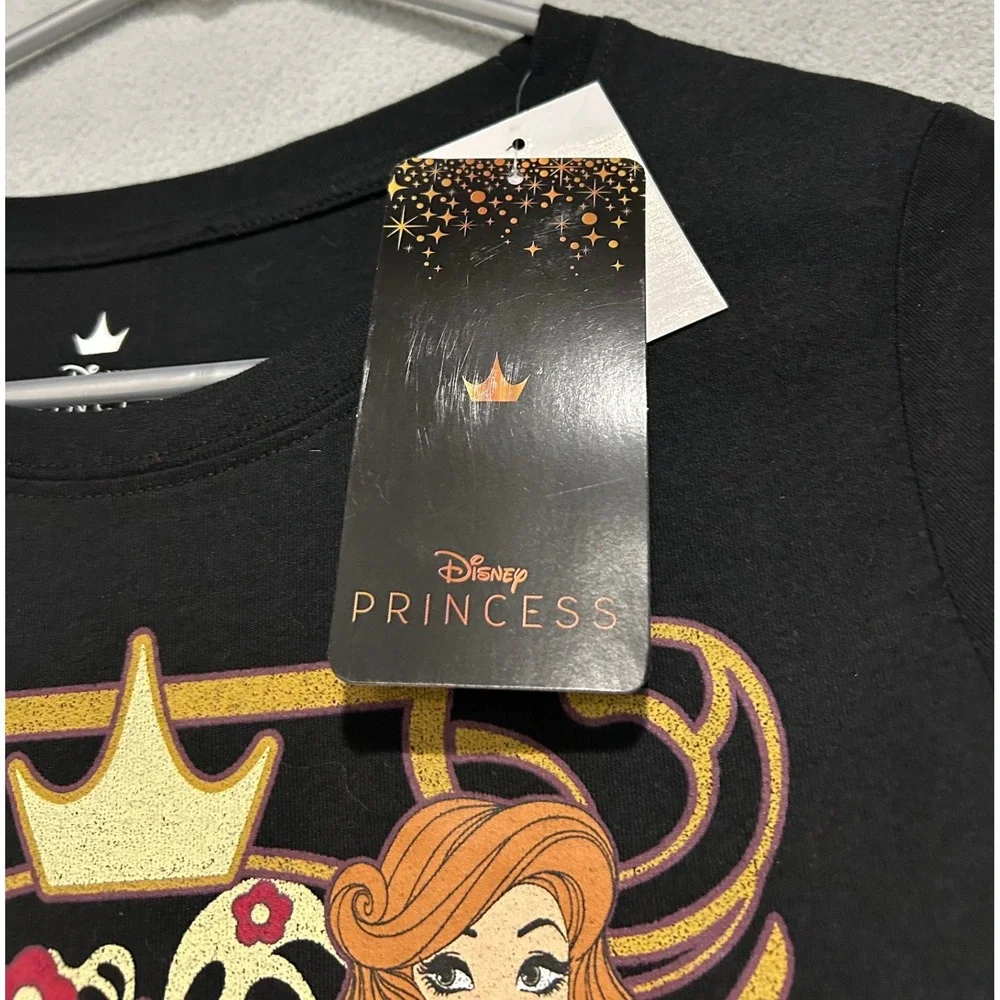 Disney Princess‎ T-Shirt Girls Medium Black Happily Ever After Graphic Tee NEW