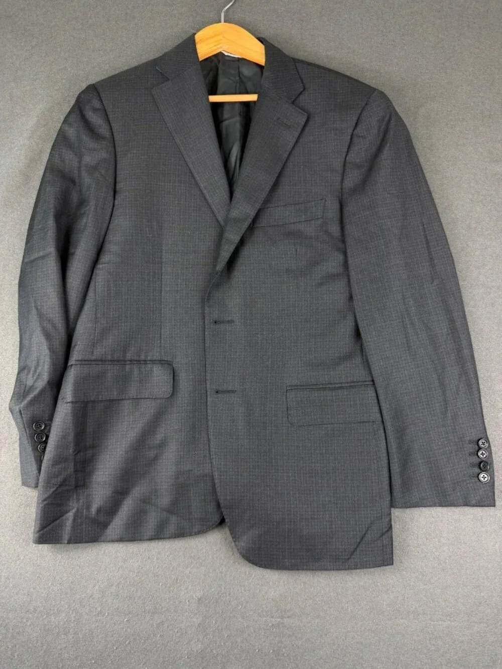 Canali Mens Charcoal Gray Blazer Sport Coat Micro Check Single Breasted Lined