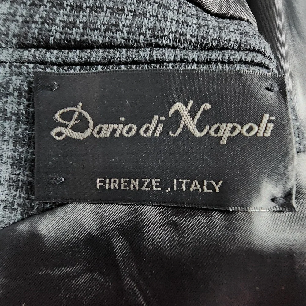 Dario di Napoli Gray Houndstooth Tweed 100% Wool Blazer‎ Sport Coat Jacket 46L