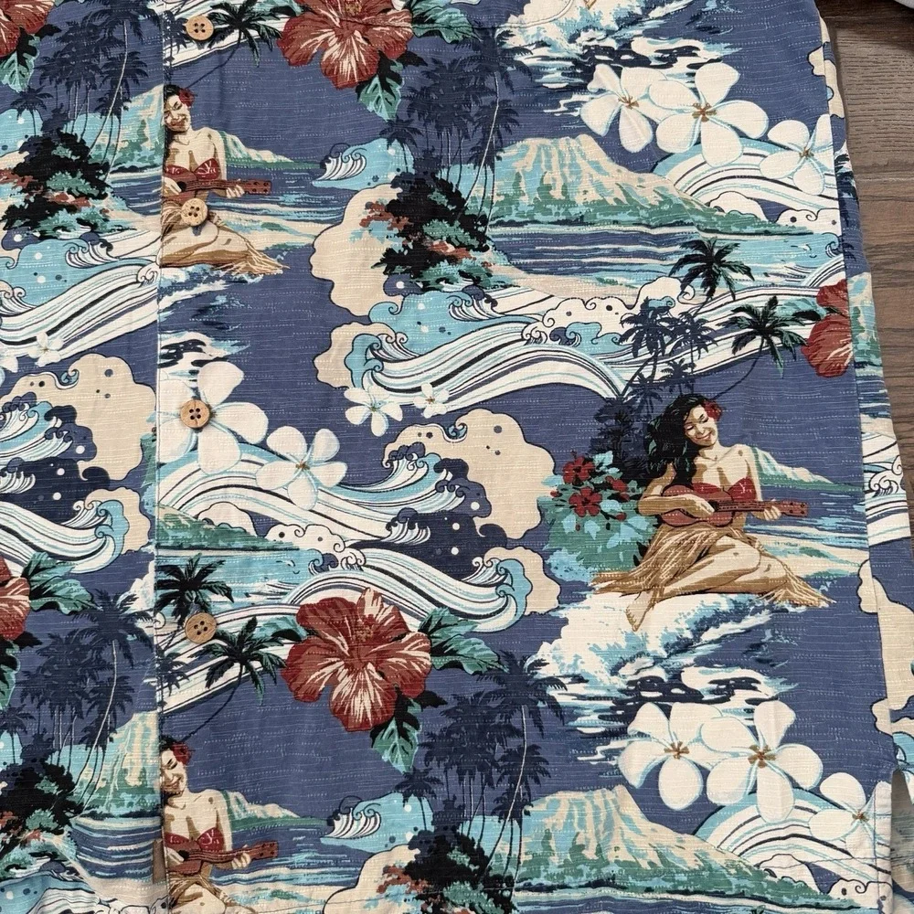 Paradise Collection Hawaiian Shirt Mens Medium Silk Tropical Hula Girl‎ Beach
