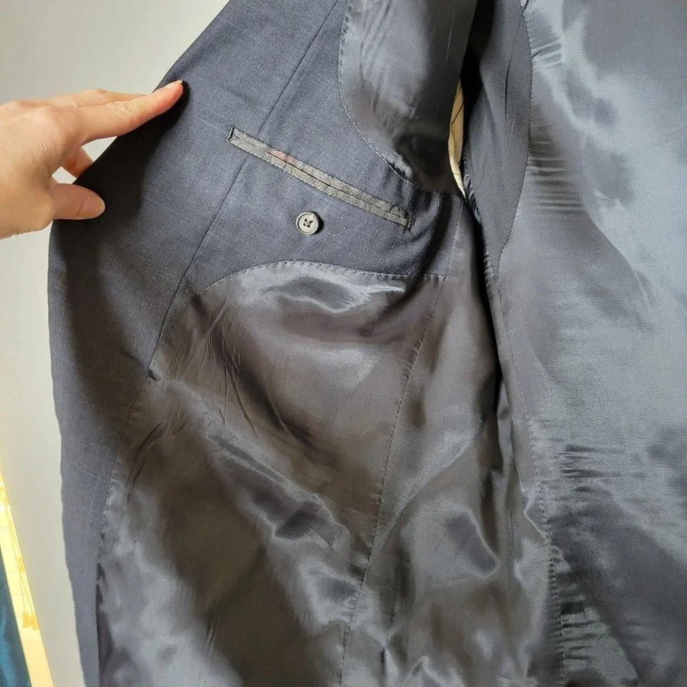 Lauren‎ Ralph Lauren Navy Wool Blazer Classic Tailored Dark Academia 44L