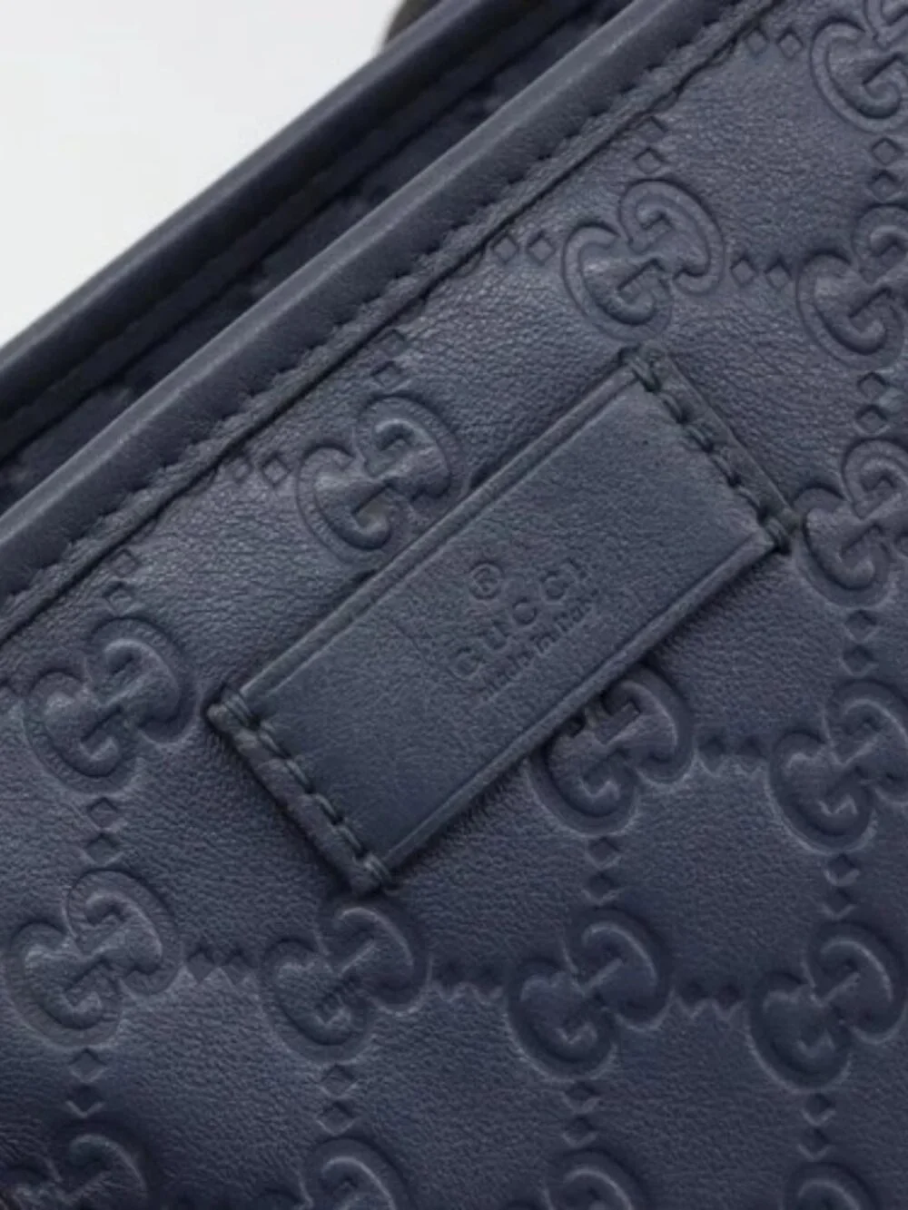 GUCCI GG Canvas Guccissima Tote Bag Leather Navy Gold 211138 Auth 180831