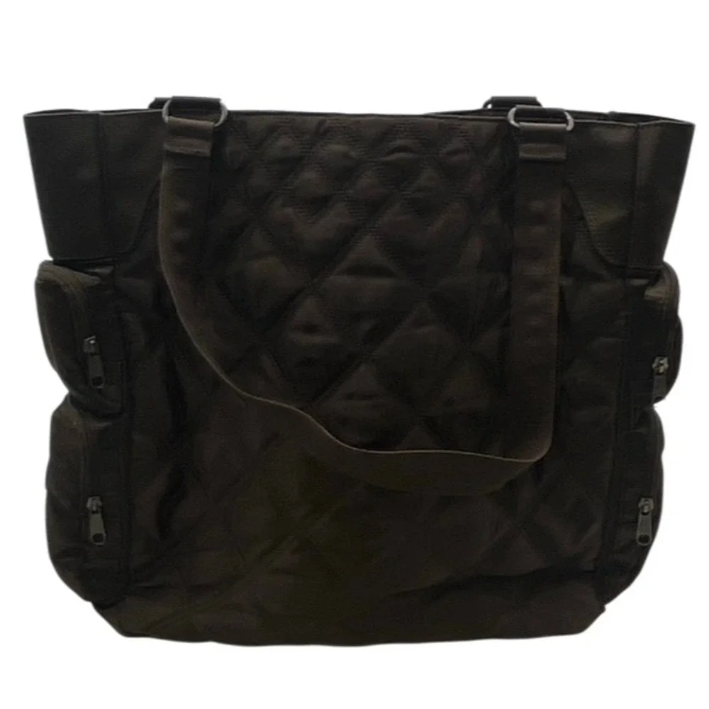 Vintage Eddie Bauer‎ Quilted Tote Bag Womens Large Brown Nylon Puffer Utility