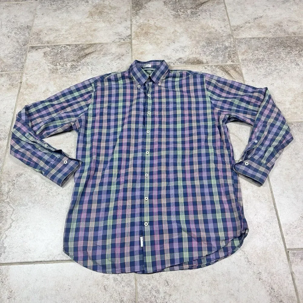 Peter Millar‎ Crown Mens Large Long Sleeve Shirt Button Down Multicolor Check