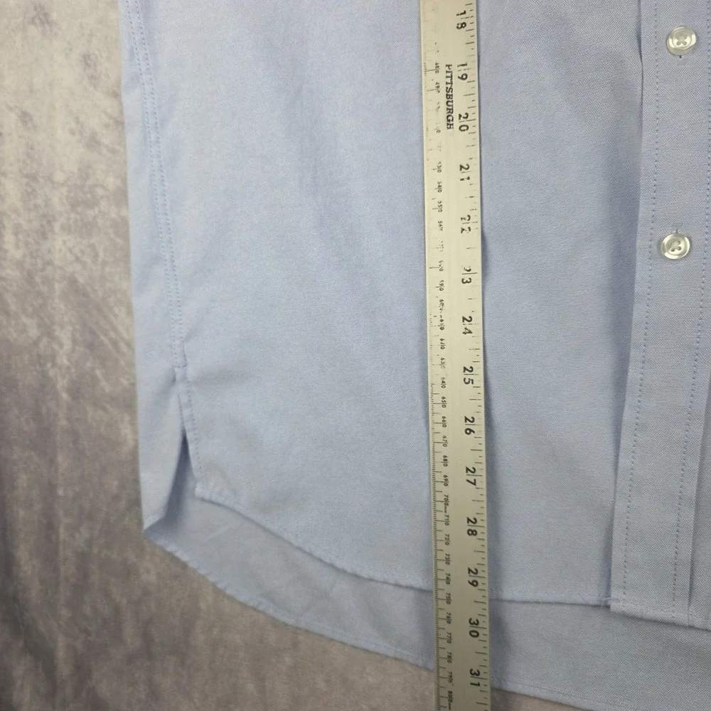 SPAO Mens Large Short Sleeve‎ Woodie Oxford Shirt Light Blue Cotton Polyester