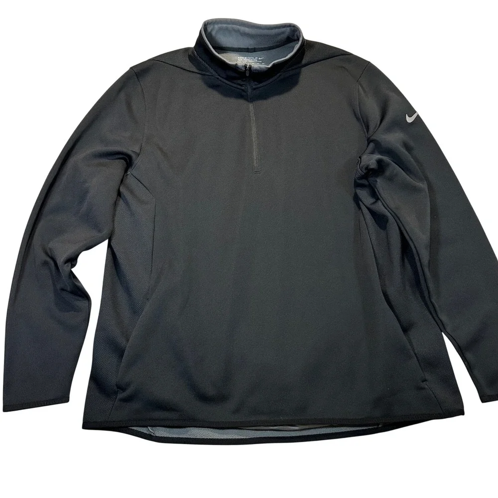 Nike Golf Mens‎ Therma-FIT 1/2 Zip Pullover Black Fleece Jacket 2XL 803276-010