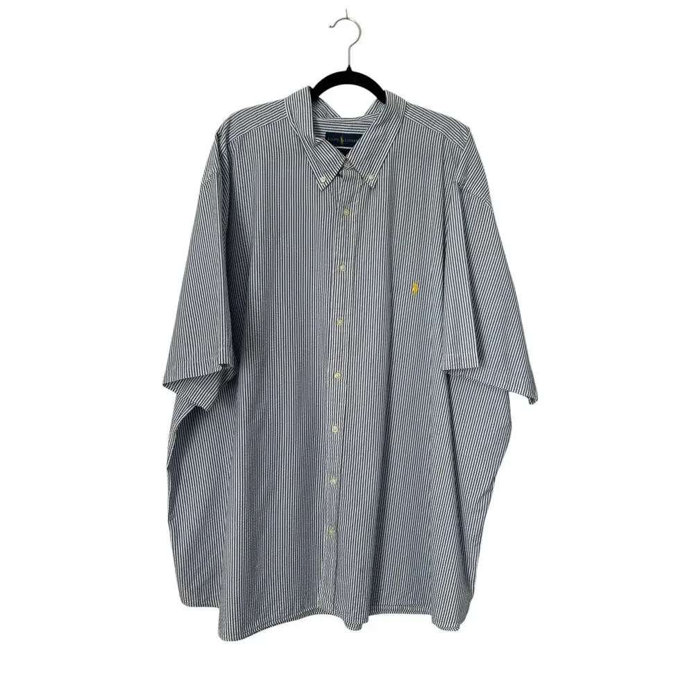 VTG Polo By Ralph Lauren Untucked Fit Striped Short Sleeve Button Down Shirt 4XB