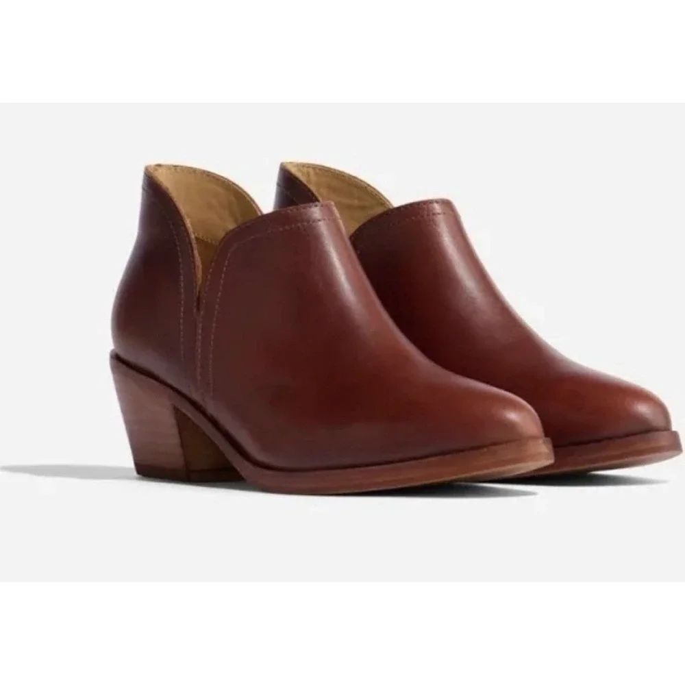 Nisolo Ankle Boot Mia Auburn Brown Leather Womens 7.5 Medium New In Box