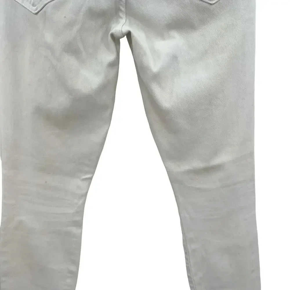 Mother Denim Looker Ankle Fray Jeans in‎ Glass Slipper White Size 26