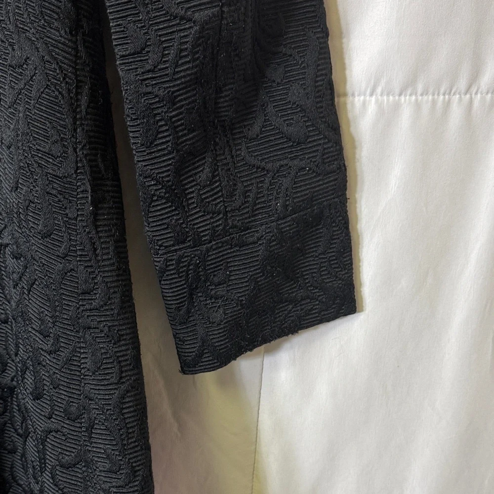 Desigual Black Textured Button Front‎ Coat Size 42 Colorful Circle Embellish