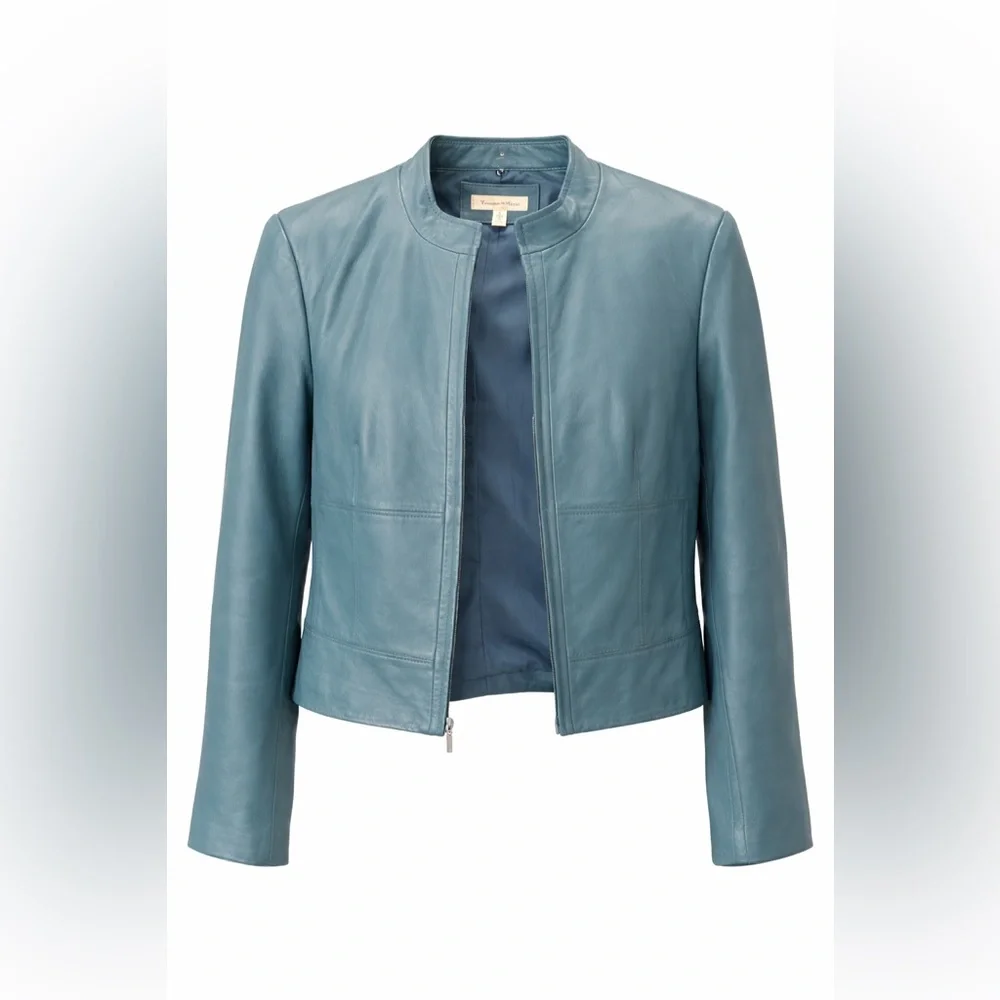 Yvonne Marie Genuine Leather Jacket – Women’s Size 8 – Teal Blue Moto Style