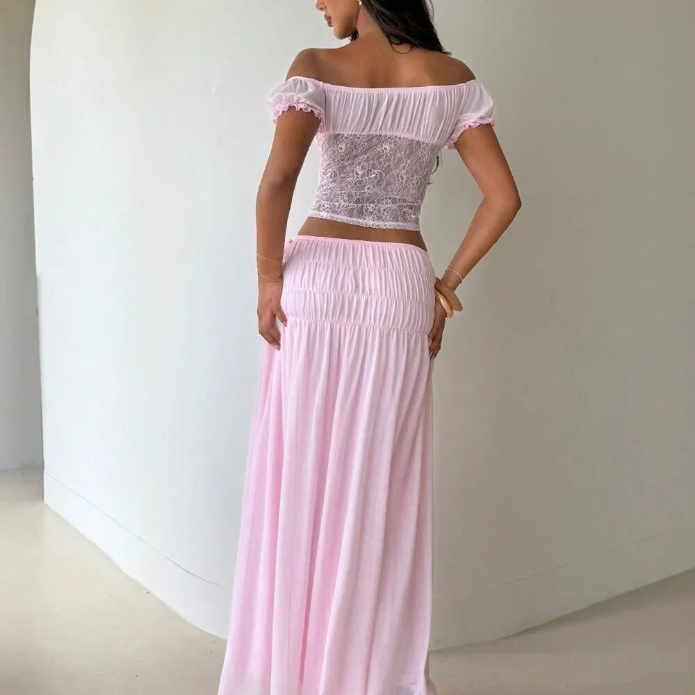 Elegant Pink Women's Romantic Mini Skirt