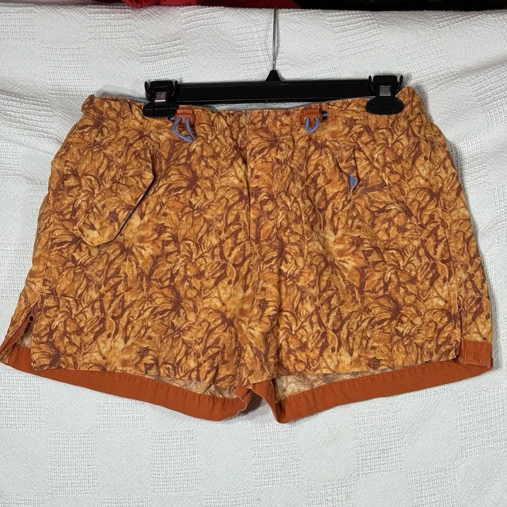 American Eagle Women's‎ Orange Camouflage Draw String Waist Shorts Size 8