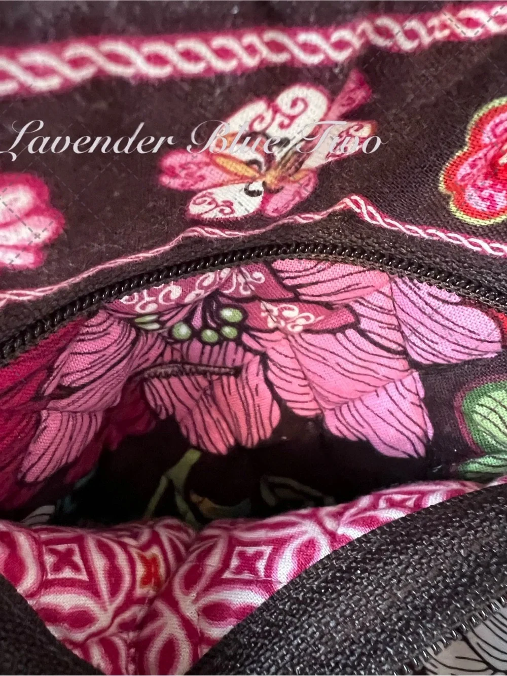 Vintage VERA BRADLEY Mod Floral Pink 2007 Hipster Paisley Brown USA Crossbody
