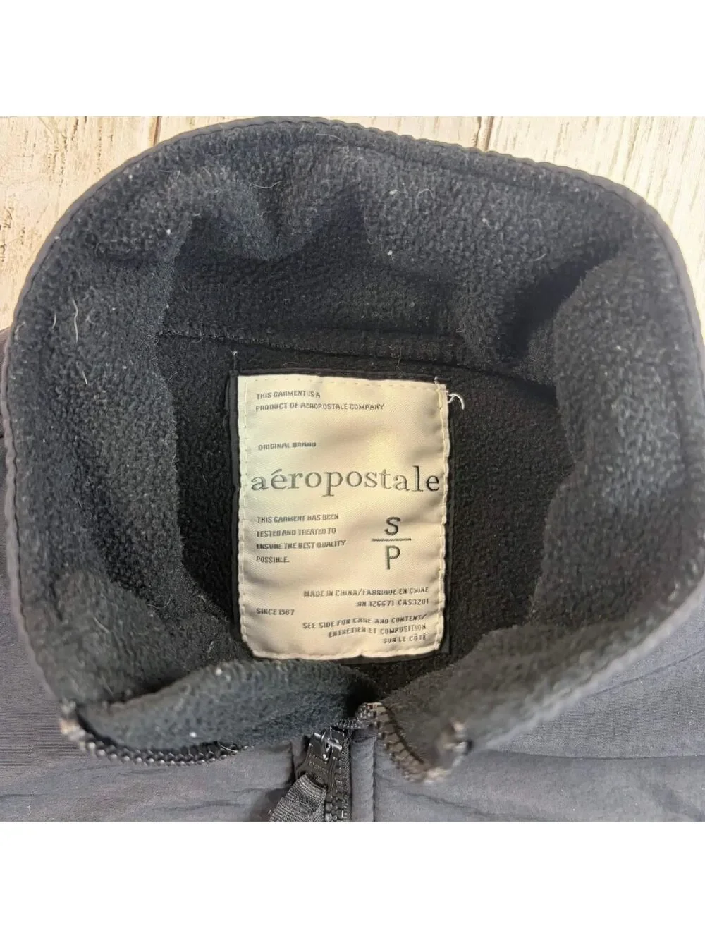 Y2K Aeropostale Black Fleece Jacket with Logo Womens S