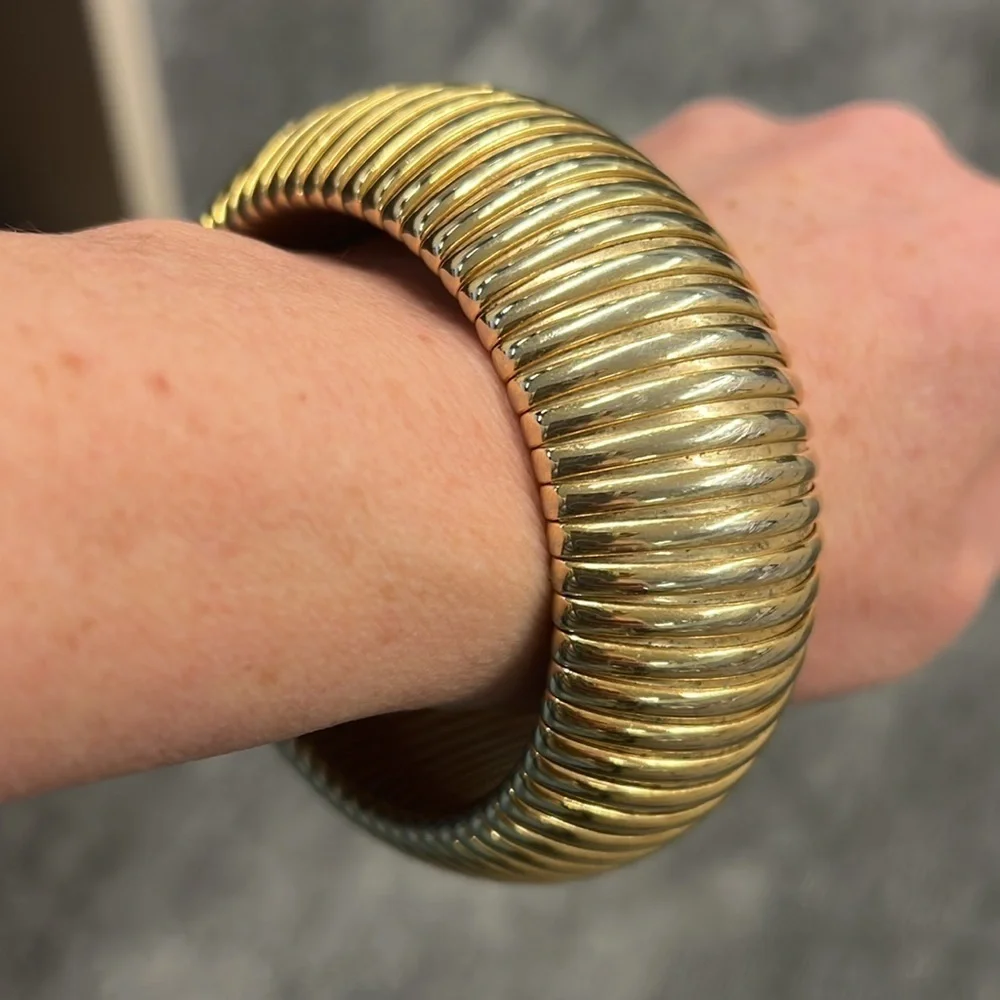 Tubogas 24K Goldplated Large Flexible Vintage 1980’s Bracelet