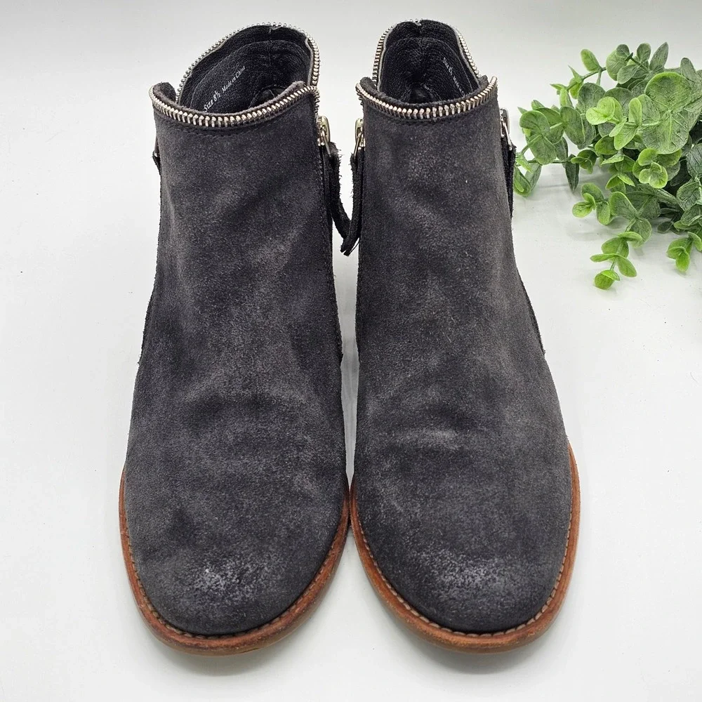 Dolce Vita Suede Ankle Boots Side Zip Booties Women's 8.5 Dark‎ Gray Zip Detail