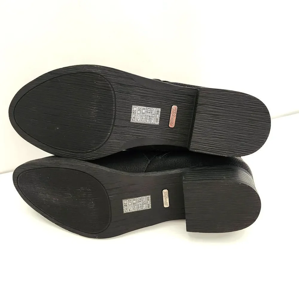 New Blowfish Malibu Vegan Black Side Zip Strappy Ankle Bootie Boots Womens Sz 11