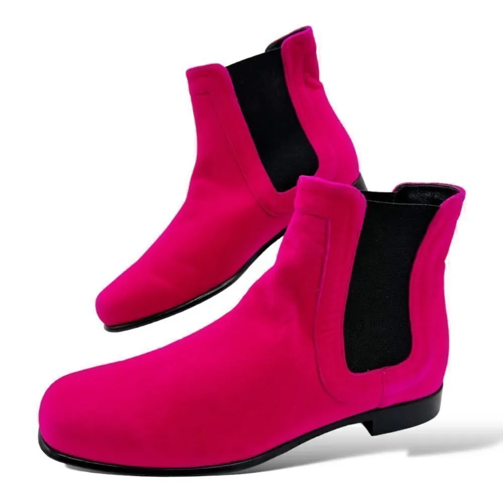 Roger Vivier Fuchsia Pyramide‎ Velvet Chelsea Boot Sz EU 34 US Sz 4 UK 2