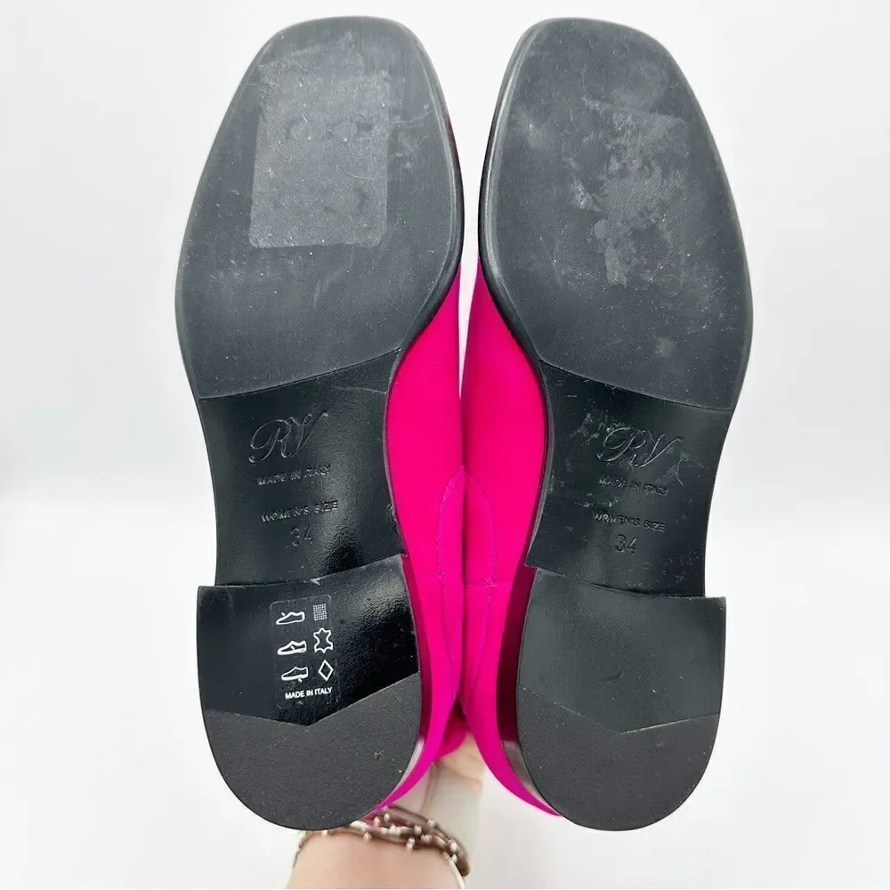 Roger Vivier Fuchsia Pyramide‎ Velvet Chelsea Boot Sz EU 34 US Sz 4 UK 2