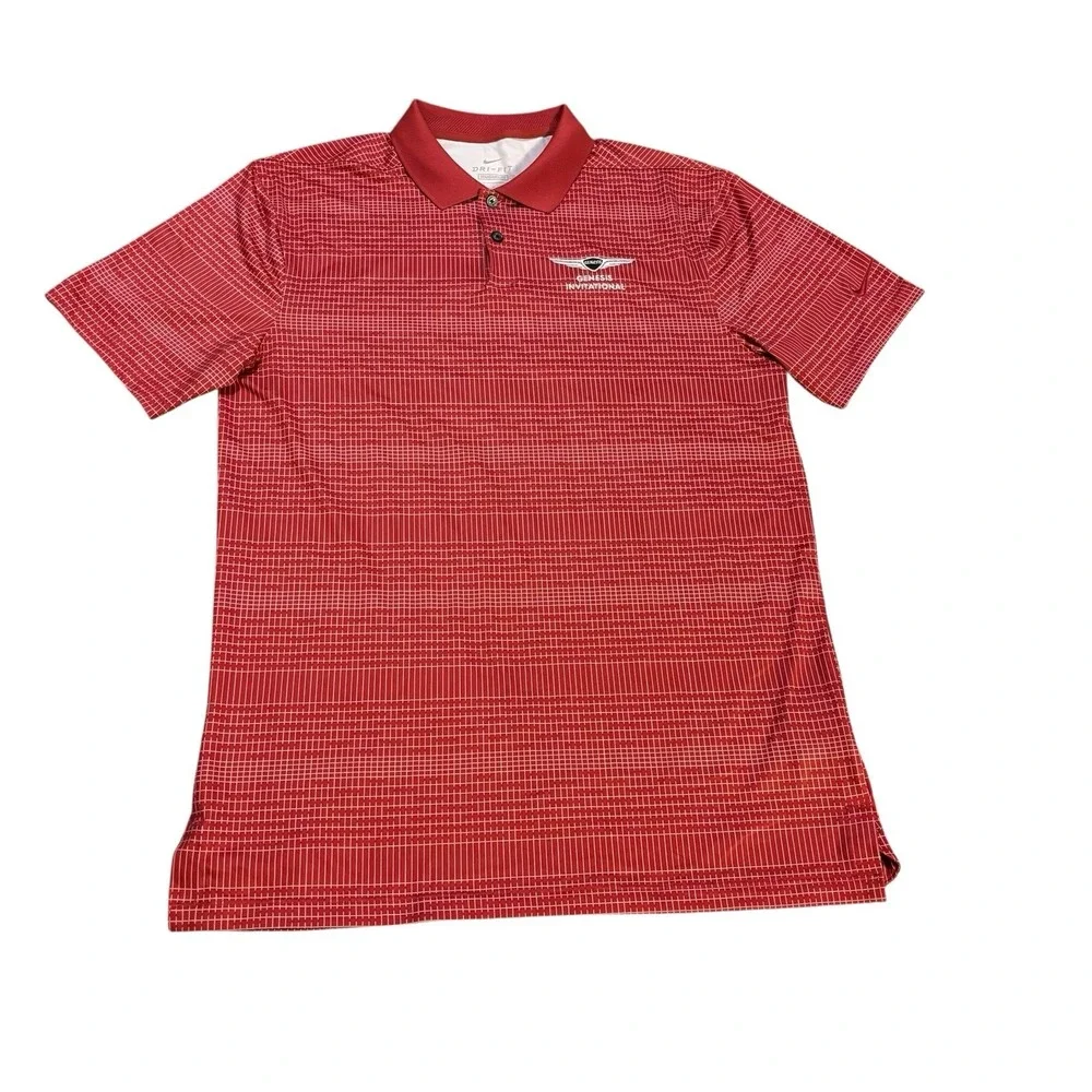 Nike Golf Polo Dri FIT Vapor Red White‎ Mens Small Genesys Invitational
