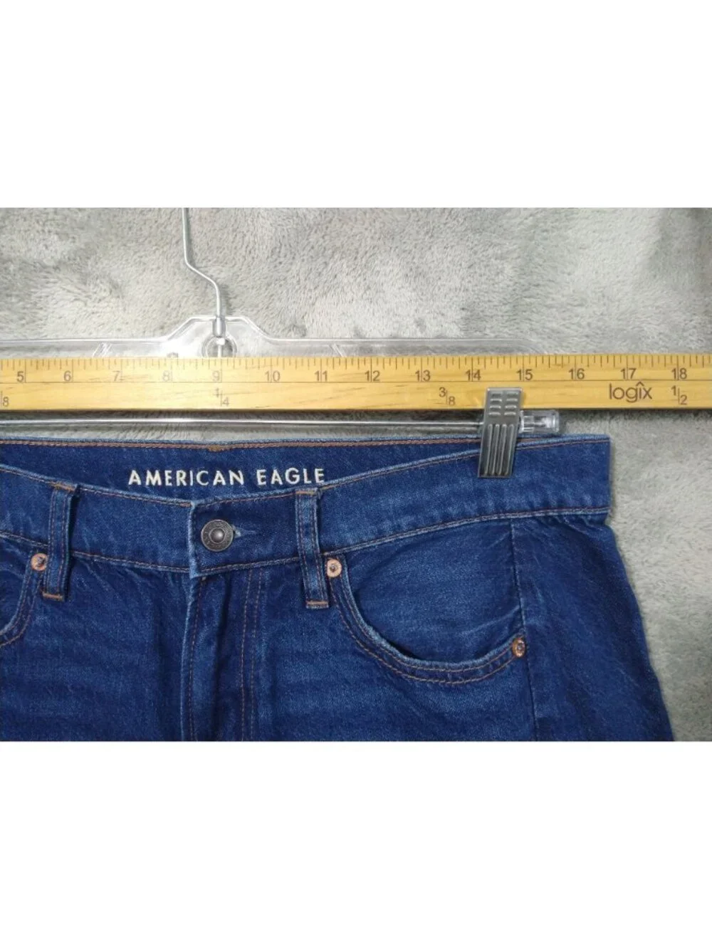 American Eagle Jeans Womens 8 Short Blue Denim Dreamy Drape Barrel Strigid Dark