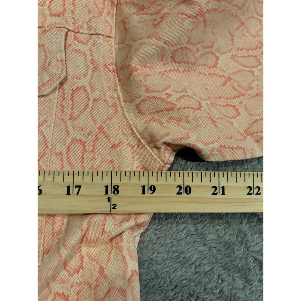 INC International Concept Cropped Denim Jacket Womens XS Pink Animal Print