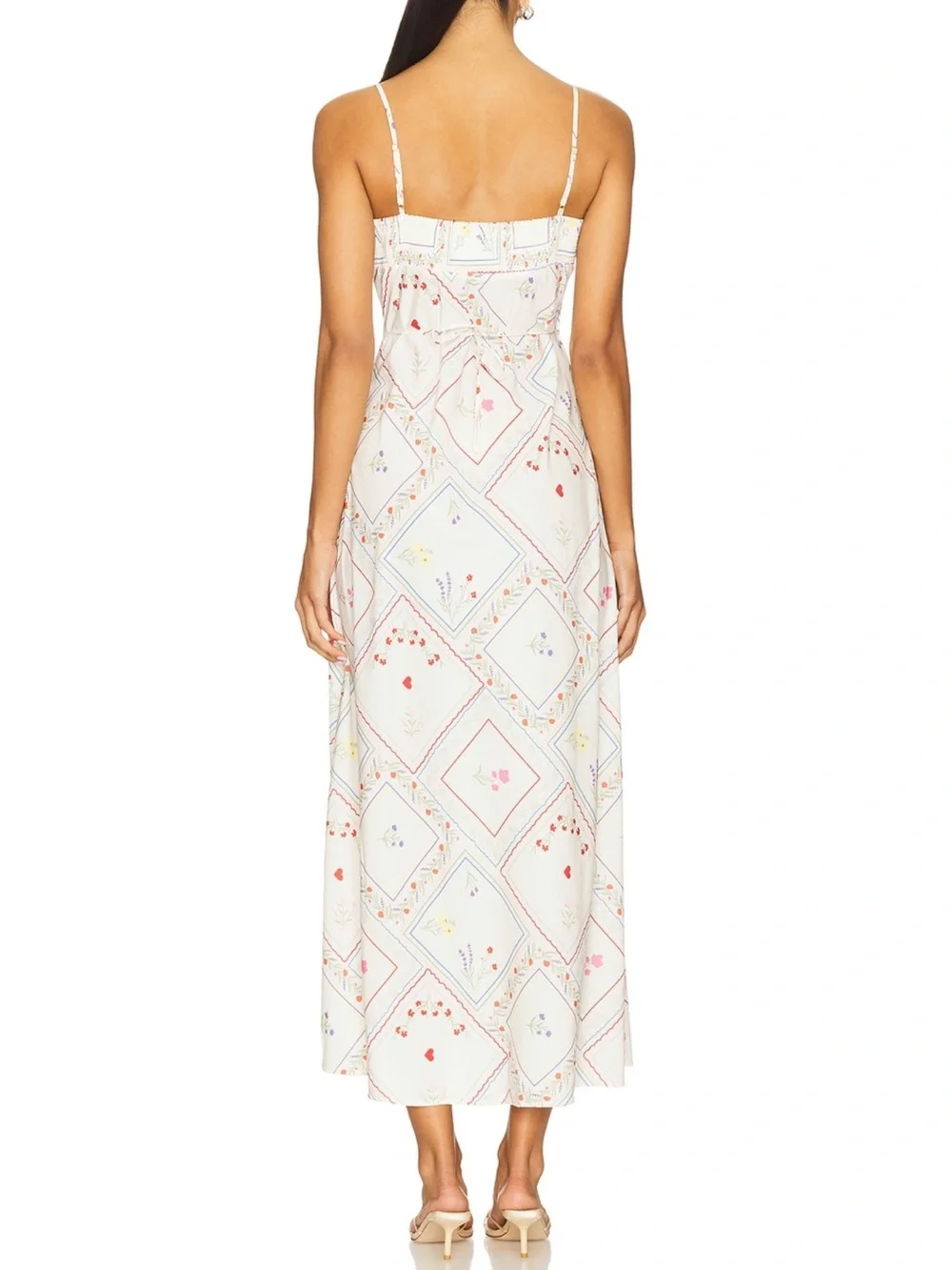 Revolve WeWoreWhat Ivory Floral-Print Maxi Slip Dress Medium Vacation