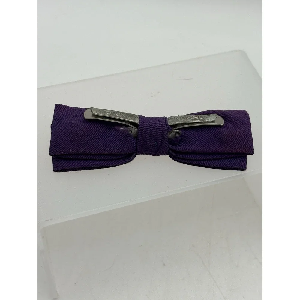 Vintage Ormond NYC Bow Tie Purple Solid Pattern 3.5
