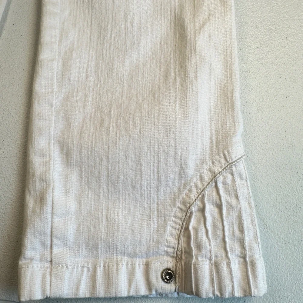 Inspiracion Latina Colombian Capri Pants Y2K White Denim Rhinestone Size 12
