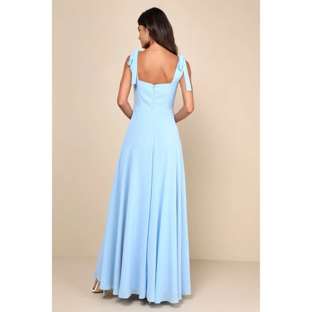NWT Lulus Love Me Forever Light Blue Square Neck‎ Maxi Dress XL
