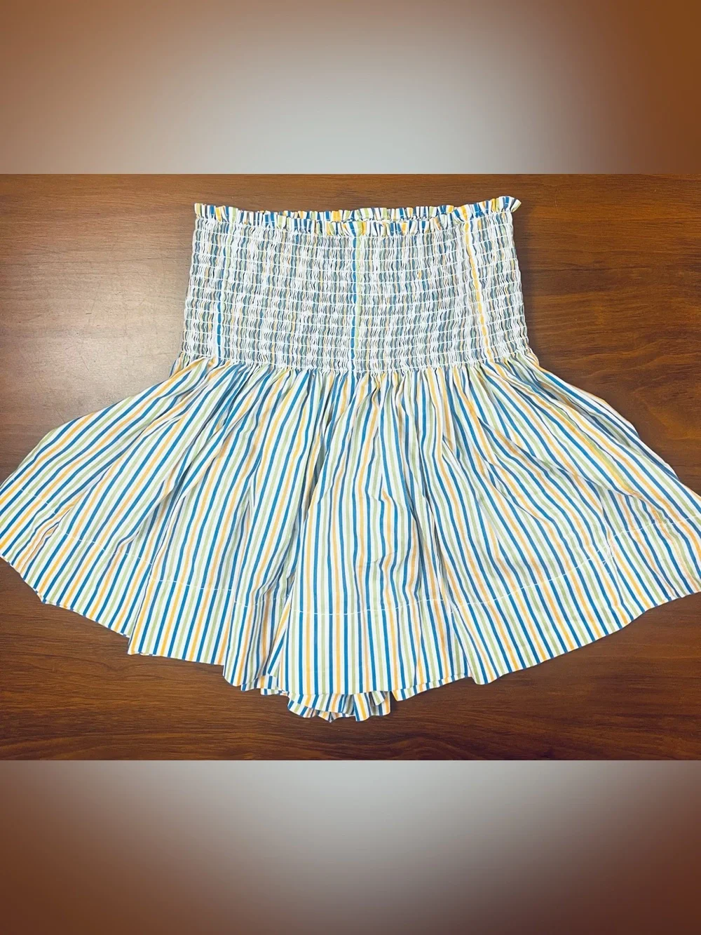 KOCH Erika Skort Multicolor Striped Smocked Waist Shorts Skirt Size S