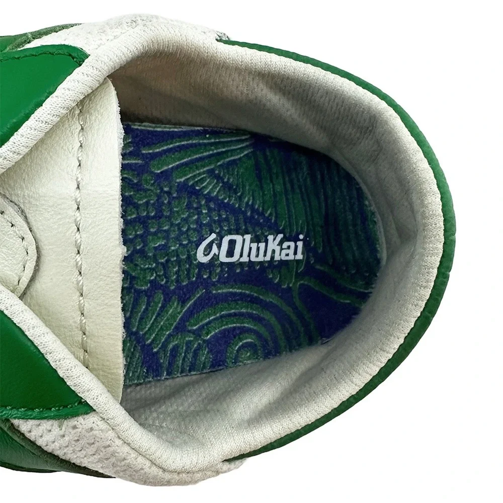 OLUKAI Kilea Leather‎ Sneakers • Women's 10 • off white, green