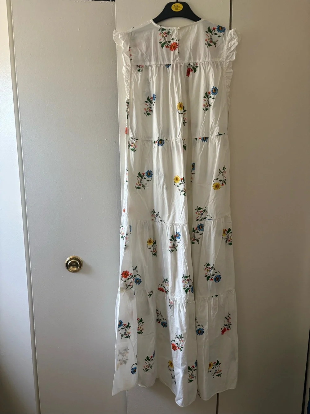 Zara Embroided bohemian White Floral Tiered Midi Dress