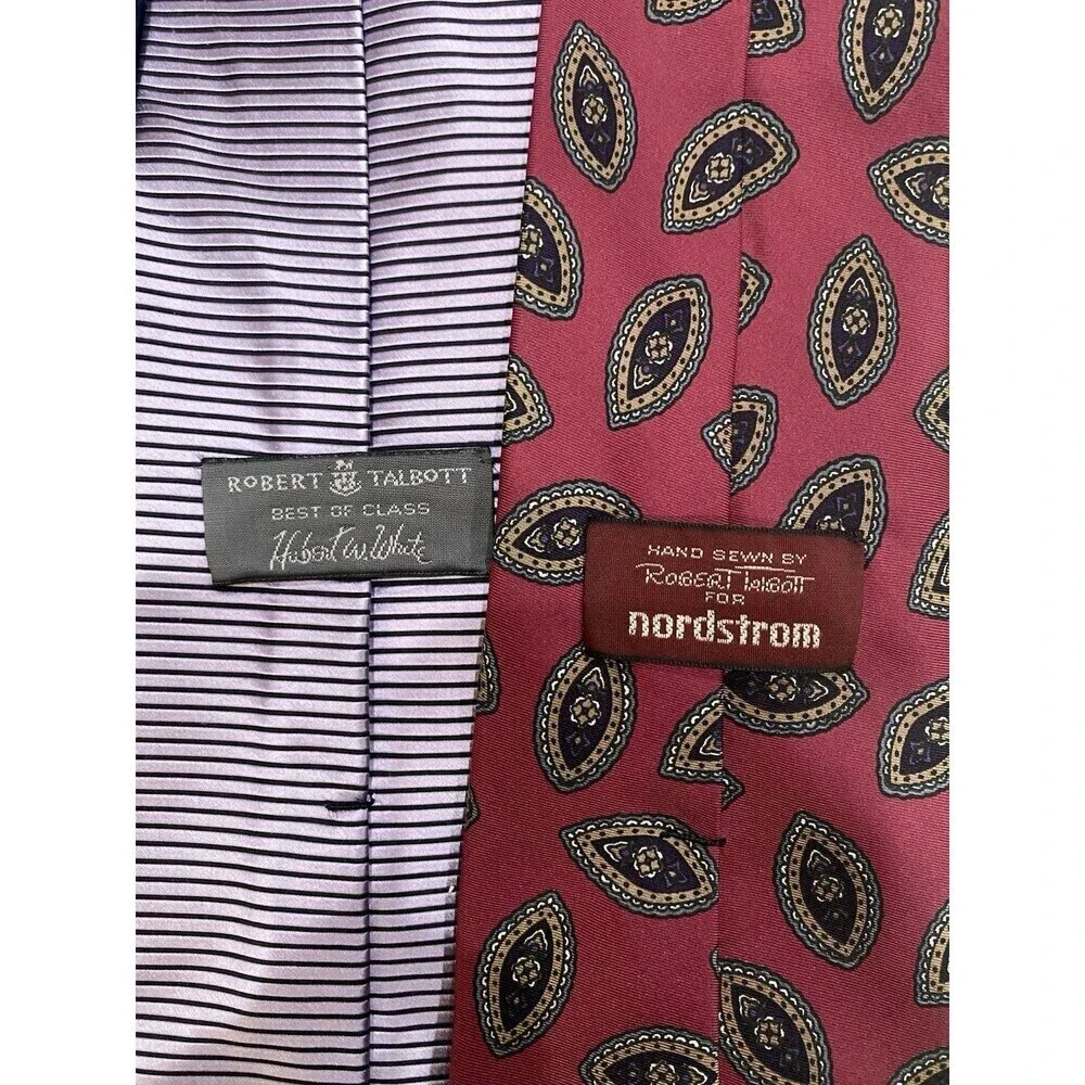 LOT (4) ROBERT TALBOTT  MEN'S TIES - RT For Nordstrom Hubert White Redwood Ross