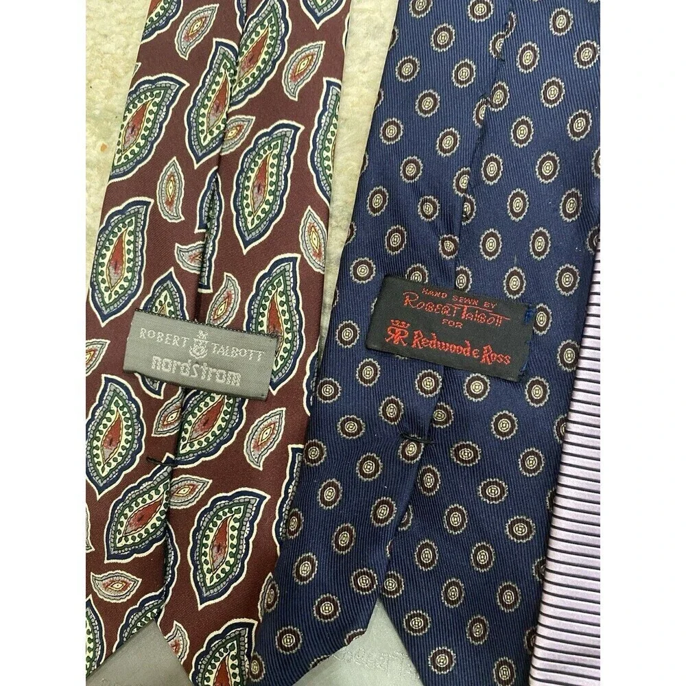 LOT (4) ROBERT TALBOTT  MEN'S TIES - RT For Nordstrom Hubert White Redwood Ross