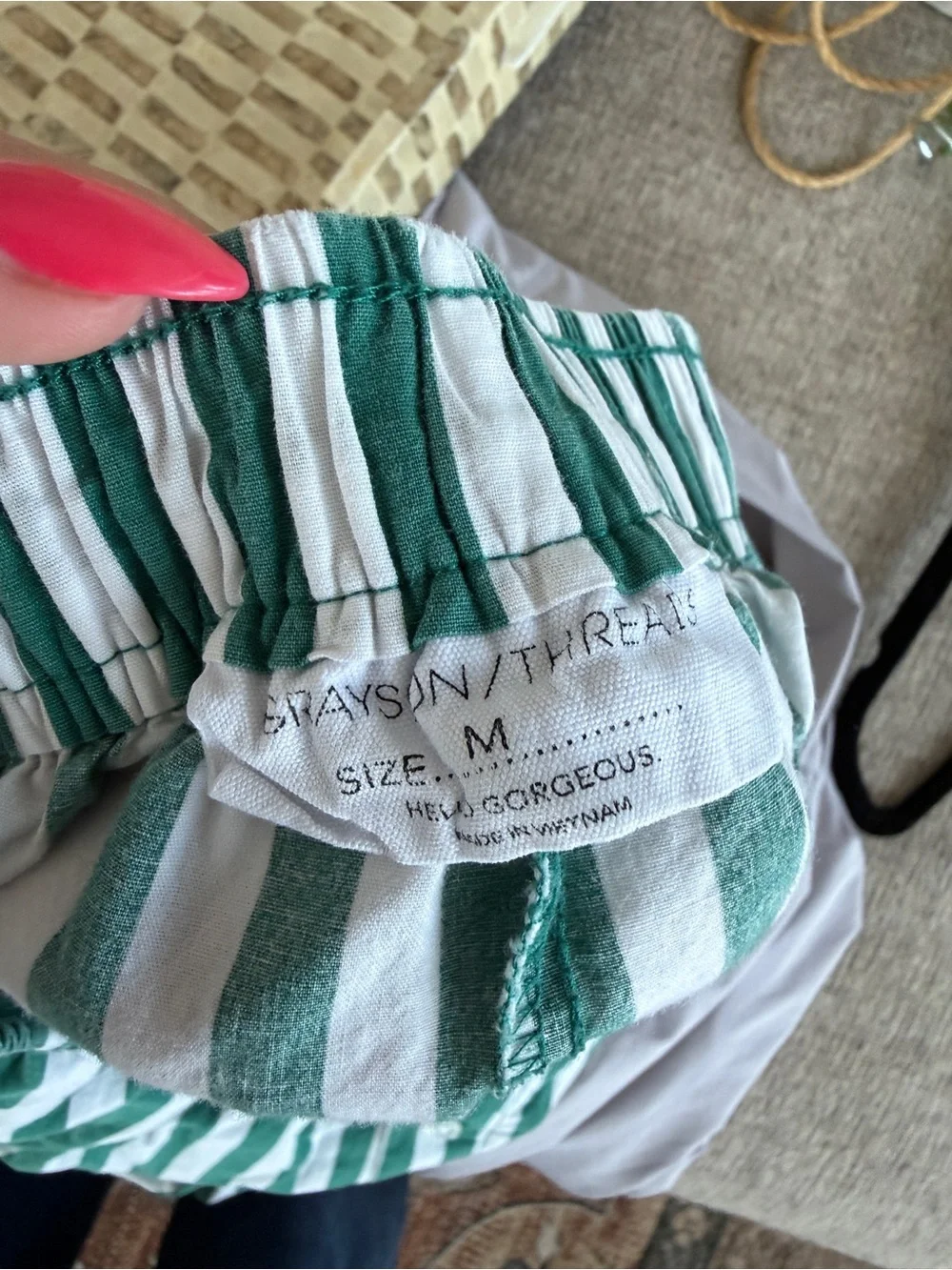 Brayson Green & White Striped Pajama Lounge Pants Size Medium